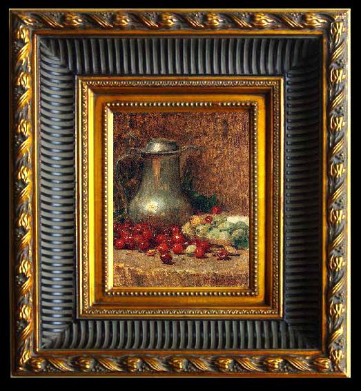 framed  Newman, Willie Betty Pewter Pitcher and Cherries, Ta024-2